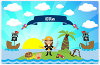 Thumbnail for Personalized Pirate Placemat - Girl Pirate with Sword V - Brunette Girl -  View