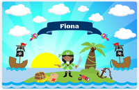Thumbnail for Personalized Pirate Placemat - Girl Pirate with Sword V - Black Girl -  View