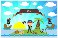 Thumbnail for Personalized Pirate Placemat - Boy Pirate with Flag V - Redhead Boy -  View