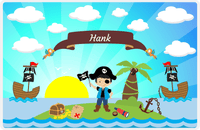 Thumbnail for Personalized Pirate Placemat - Boy Pirate with Flag V - Black Hair Boy -  View