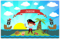 Thumbnail for Personalized Pirate Placemat - Boy Pirate with Sword V - Brown Hair Boy -  View