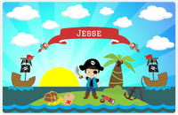 Thumbnail for Personalized Pirate Placemat - Boy Pirate with Sword V - Black Hair Boy -  View