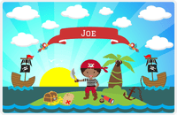 Thumbnail for Personalized Pirate Placemat - Boy Pirate with Sword V - Black Boy -  View