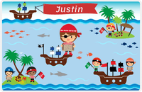 Thumbnail for Personalized Pirate Placemat - Boy Pirate VI - Brown Hair Boy -  View