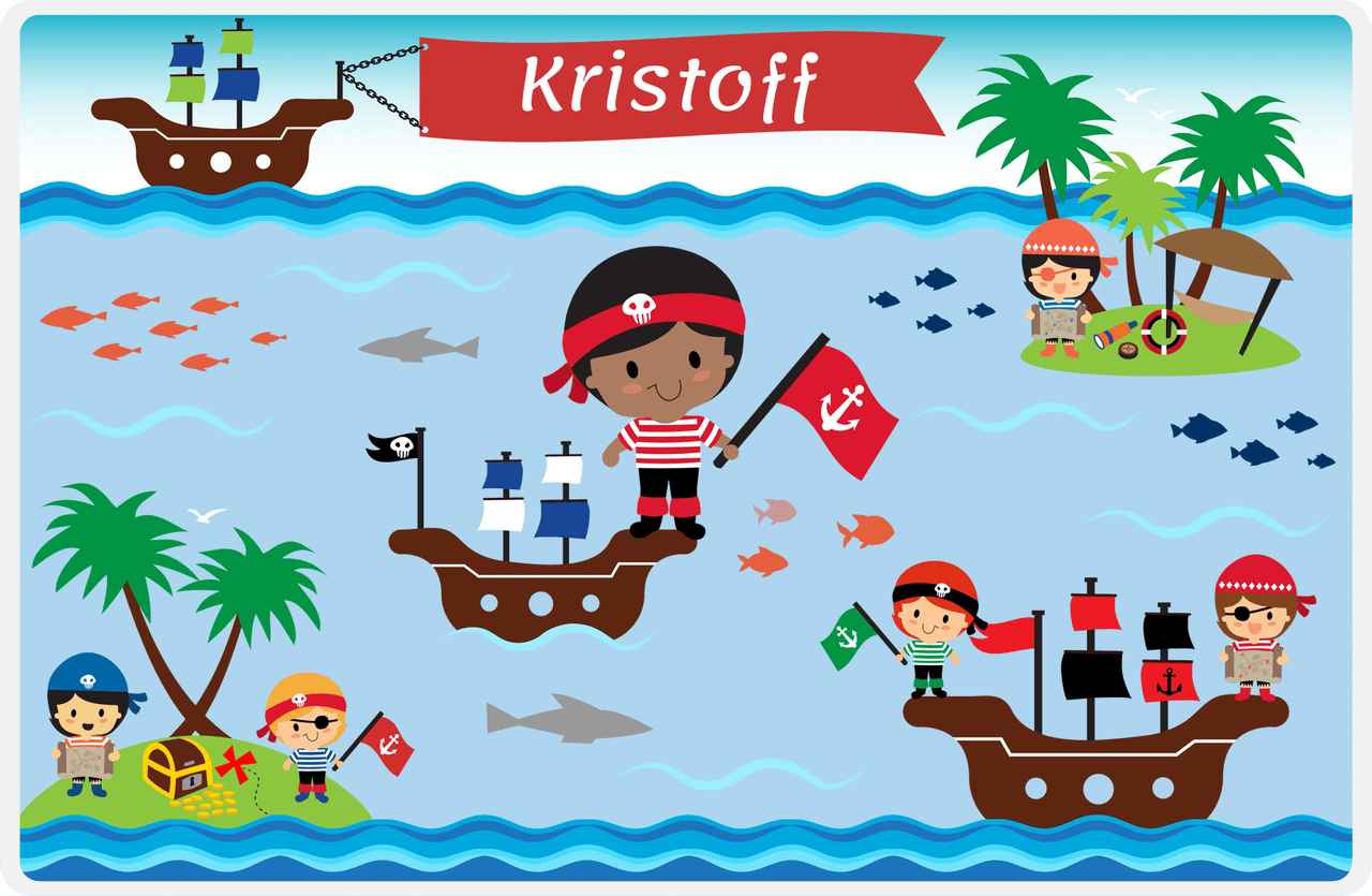 Personalized Pirate Placemat - Boy Pirate VI - Black Boy -  View