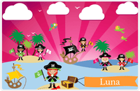 Thumbnail for Personalized Pirate Placemat - Girl Pirate with Flag VII - Redhead Girl -  View