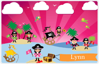 Thumbnail for Personalized Pirate Placemat - Girl Pirate with Flag VII - Black Hair Girl -  View