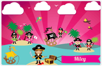 Thumbnail for Personalized Pirate Placemat - Girl Pirate with Sword VII - Brunette Girl -  View