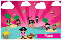 Thumbnail for Personalized Pirate Placemat - Girl Pirate with Sword VII - Black Hair Girl -  View