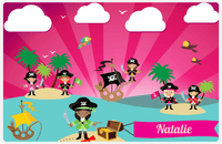 Thumbnail for Personalized Pirate Placemat - Girl Pirate with Sword VII - Black Girl -  View