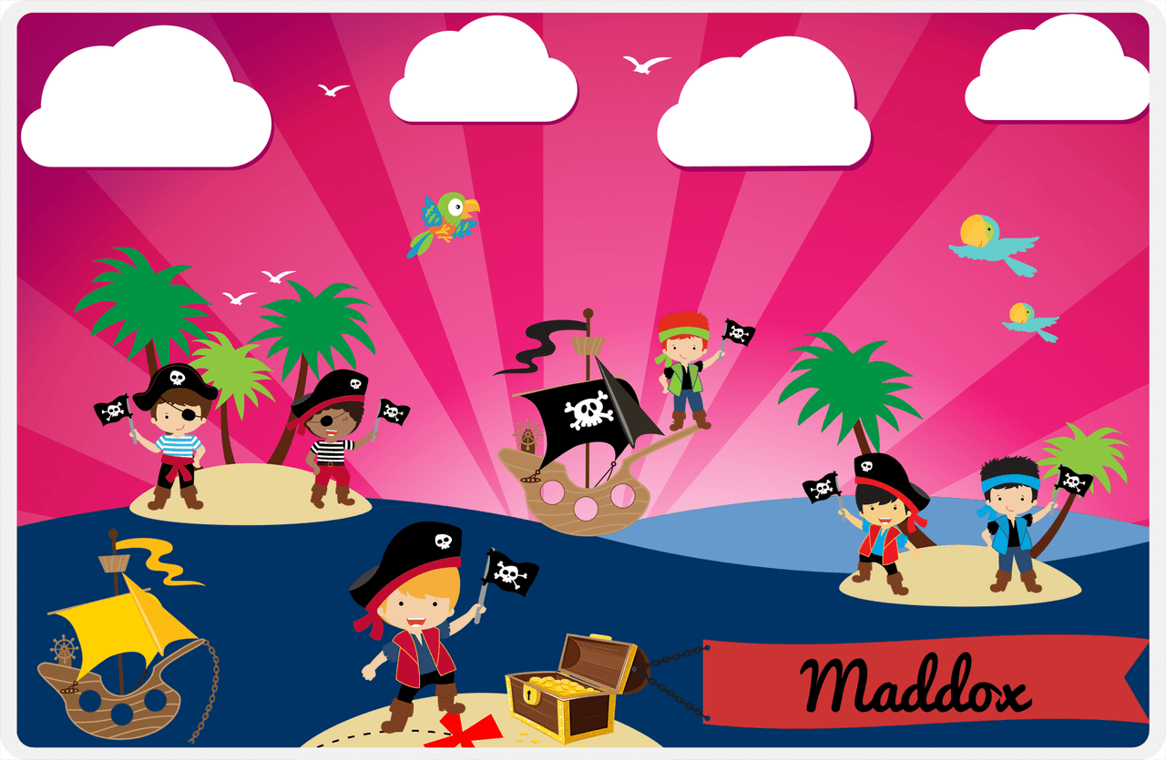 Personalized Pirate Placemat - Boy Pirate with Flag VII - Blond Boy -  View