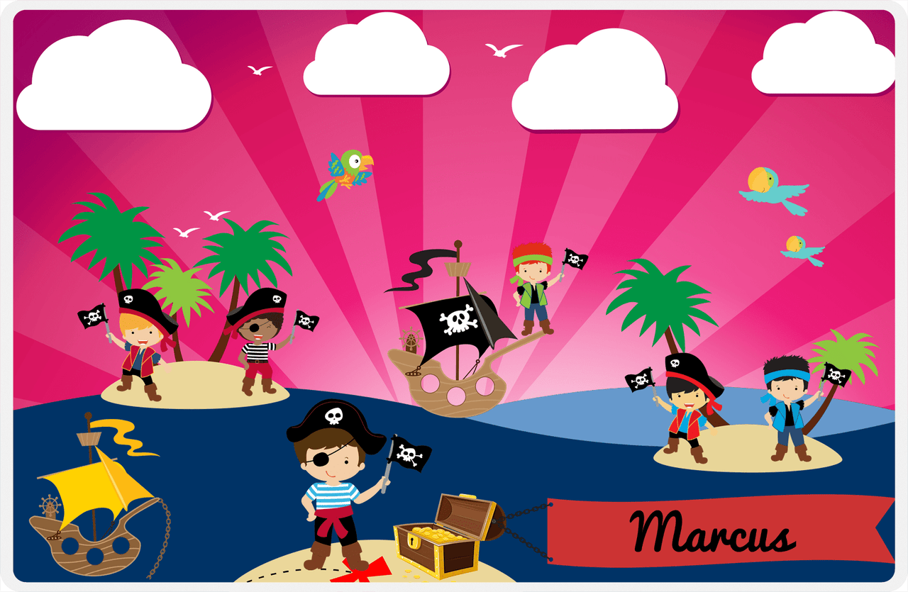 Personalized Pirate Placemat - Boy Pirate with Flag VII - Brown Hair Boy -  View