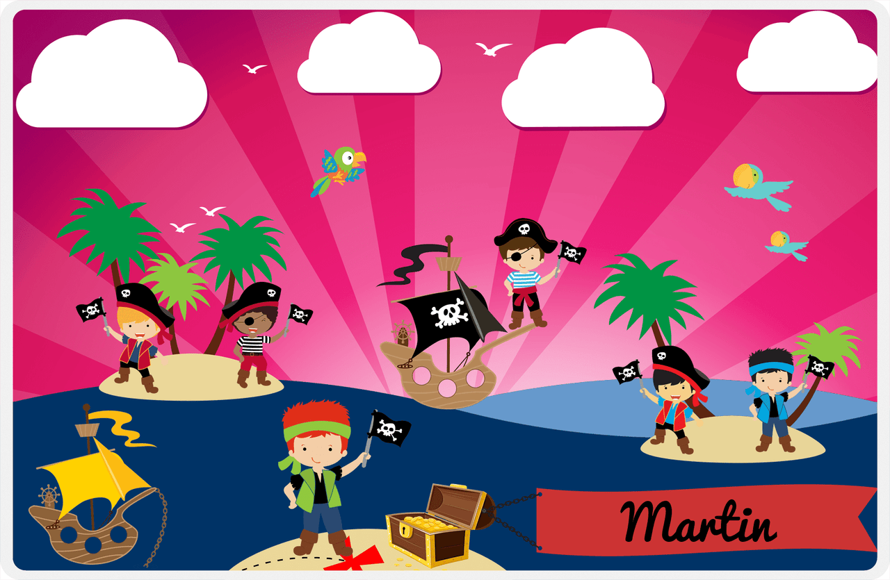 Personalized Pirate Placemat - Boy Pirate with Flag VII - Redhead Boy -  View