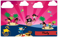 Thumbnail for Personalized Pirate Placemat - Boy Pirate with Flag VII - Black Hair Boy -  View