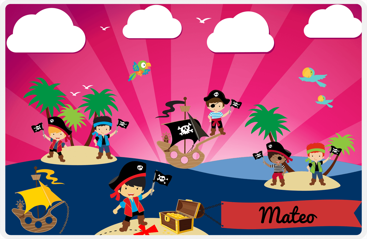 Personalized Pirate Placemat - Boy Pirate with Flag VII - Asian Boy -  View