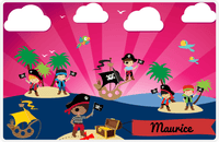 Thumbnail for Personalized Pirate Placemat - Boy Pirate with Flag VII - Black Boy -  View