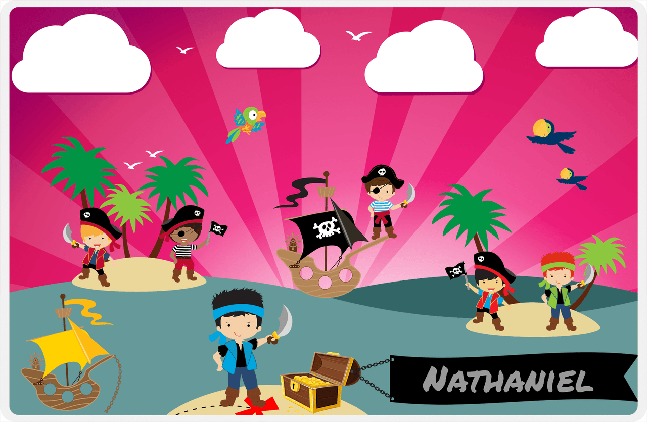 Personalized Pirate Placemat - Boy Pirate with Sword VII - Black Hair Boy -  View