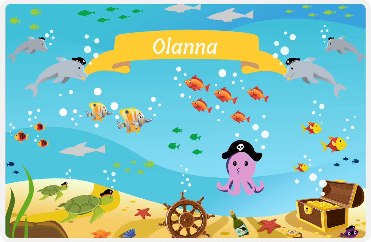 Personalized Pirate Placemat - Octopus - Purple Octopus -  View