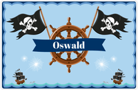 Thumbnail for Personalized Pirate Placemat - Ocean Ships - Blue Banner -  View