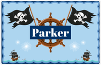 Thumbnail for Personalized Pirate Placemat - Ocean Ships - Blue Nameplate -  View