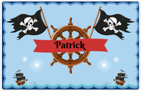 Thumbnail for Personalized Pirate Placemat - Ocean Ships - Red Banner -  View