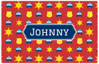 Thumbnail for Personalized Police Placemat X - Red Background - Decorative Rectangle Nameplate -  View