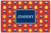 Thumbnail for Personalized Police Placemat X - Red Background - Rectangle Nameplate -  View