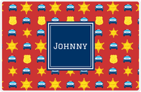 Thumbnail for Personalized Police Placemat X - Red Background - Square Nameplate -  View