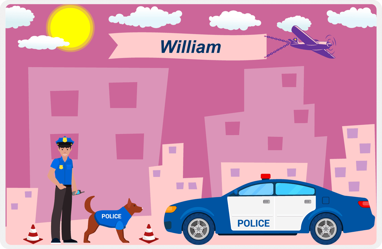 Personalized Police Placemat VI - K9 Unit - Black Cop I -  View