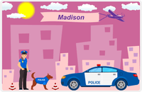 Thumbnail for Personalized Police Placemat VII - K9 Unit - Brunette Woman Cop -  View