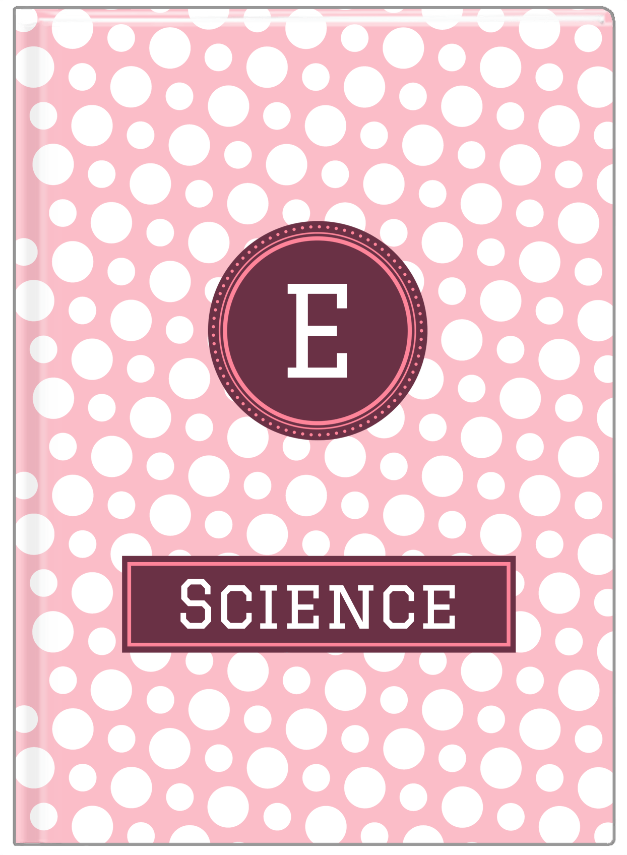 Personalized Polka Dots Journal - Pink and White - Circle Nameplate - Front View