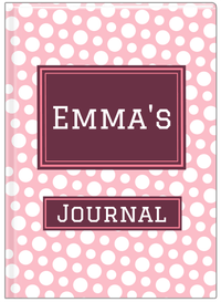 Thumbnail for Personalized Polka Dots Journal - Pink and White - Rectangle Nameplate - Front View
