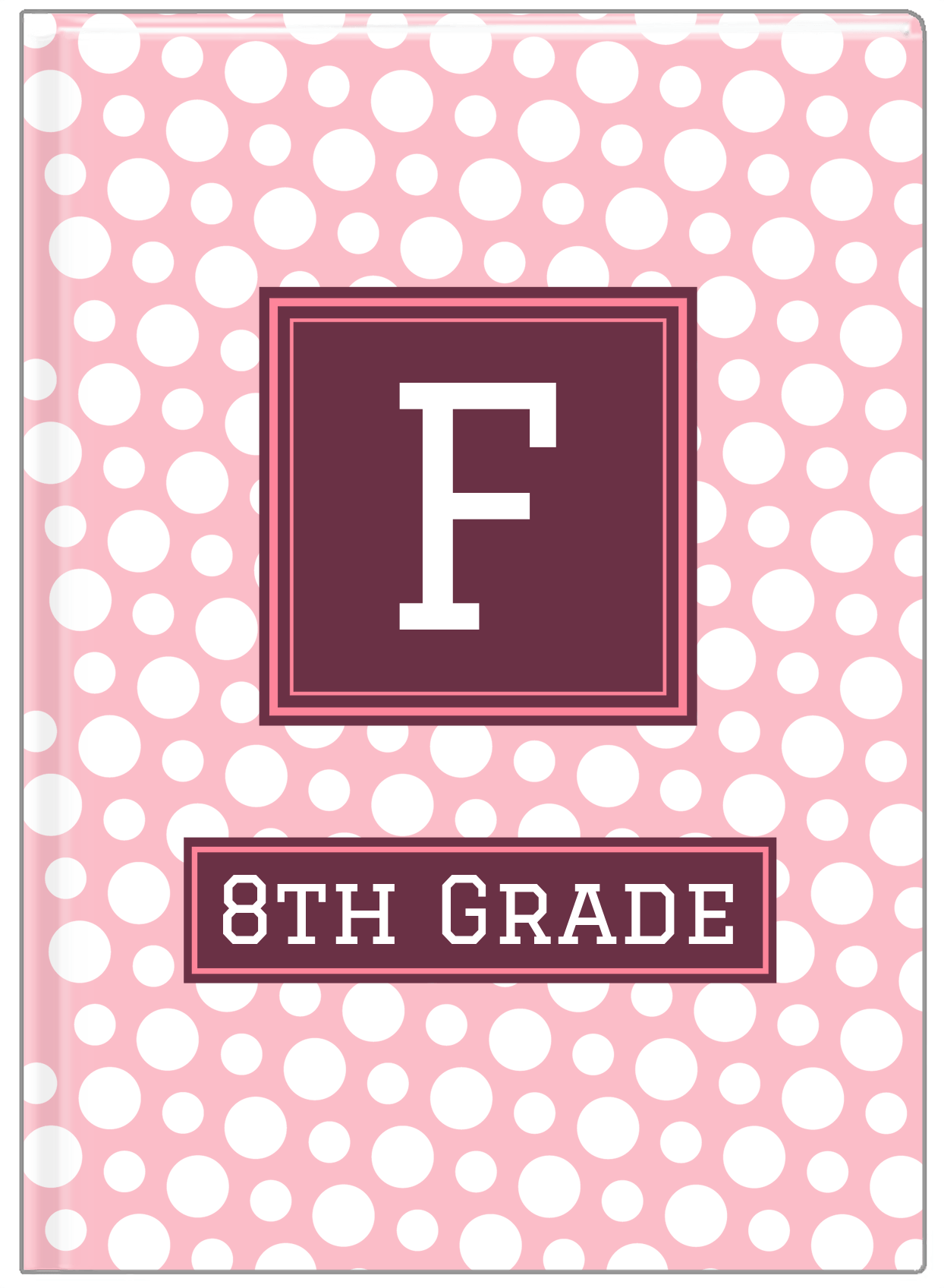 Personalized Polka Dots Journal - Pink and White - Square Nameplate - Front View