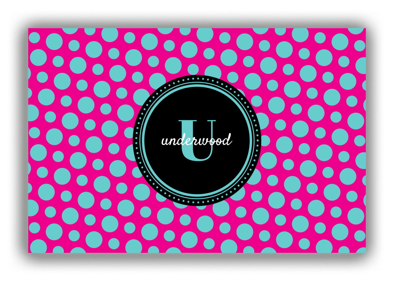 Personalized Polka Dots Canvas Wrap & Photo Print - Pink with Circle Nameplate - Front View