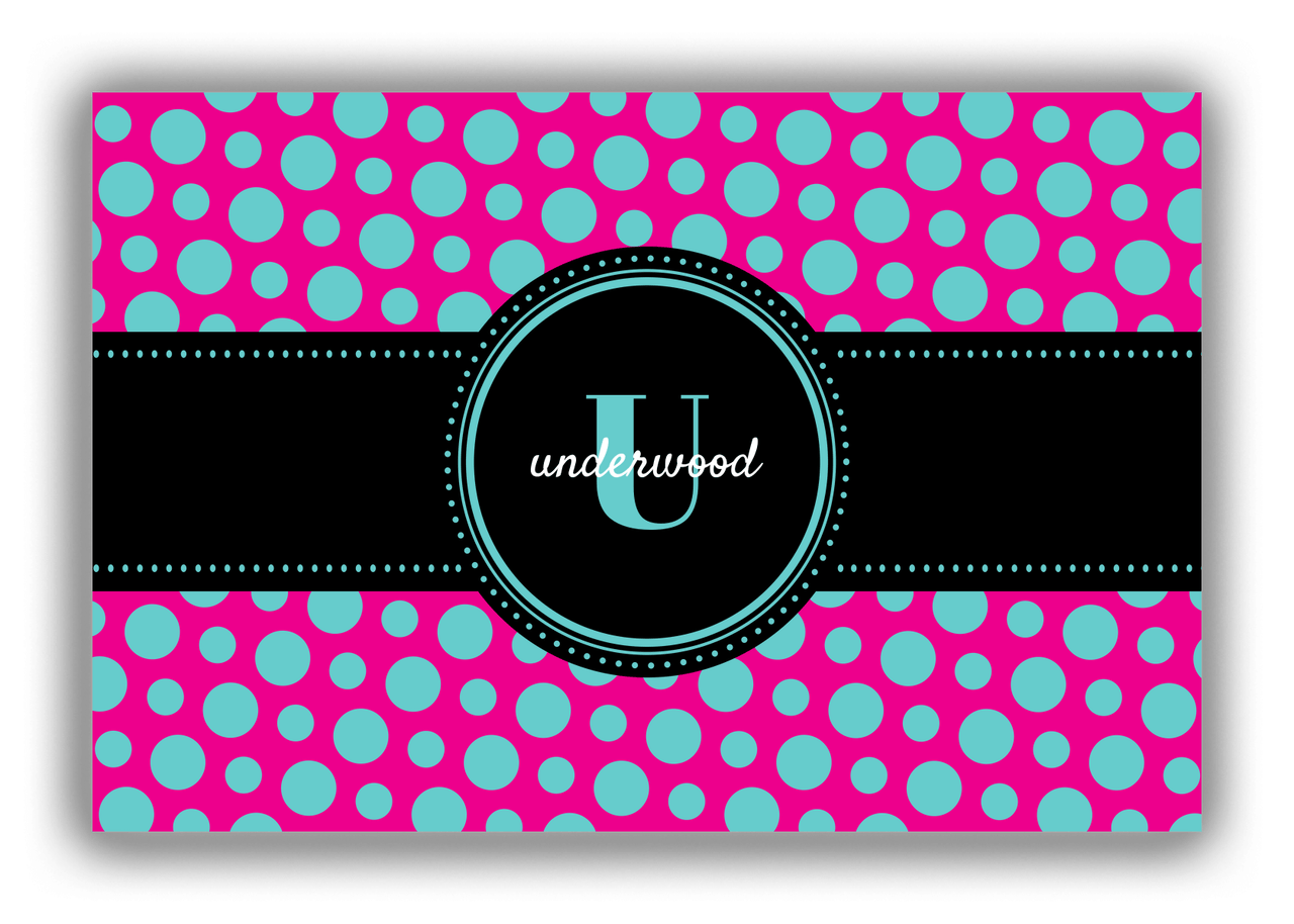Personalized Polka Dots Canvas Wrap & Photo Print - Pink with Circle Ribbon Nameplate - Front View