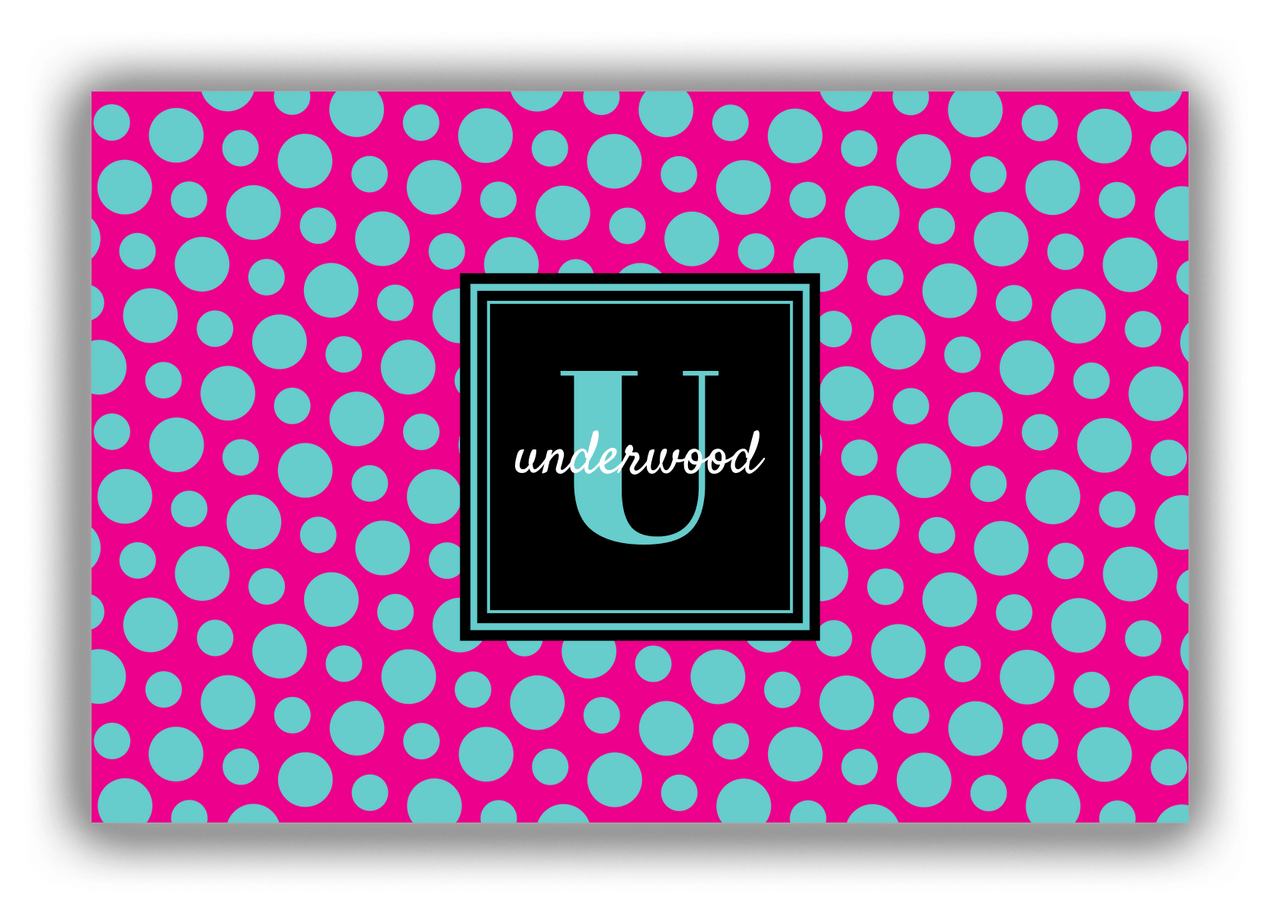 Personalized Polka Dots Canvas Wrap & Photo Print - Pink with Square Nameplate - Front View