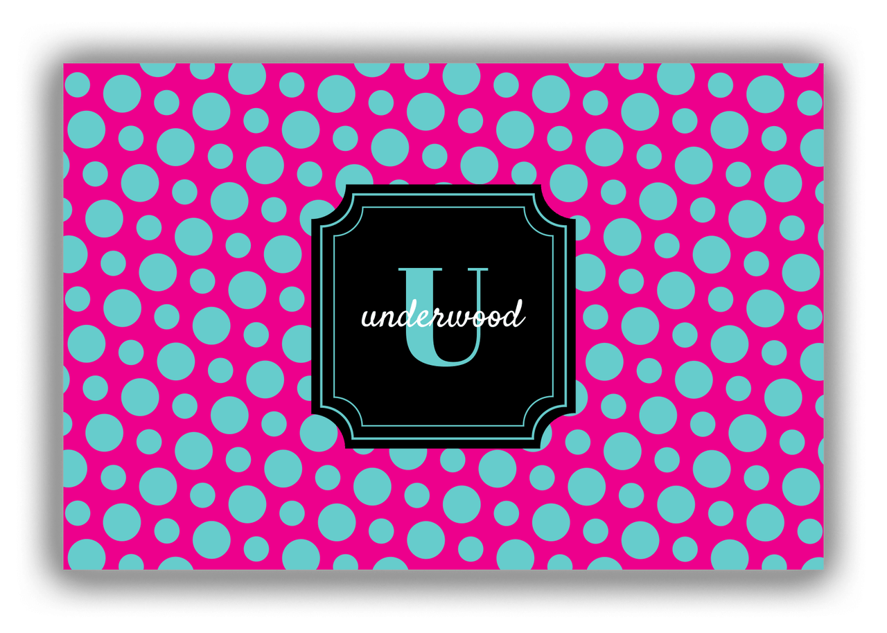 Personalized Polka Dots Canvas Wrap & Photo Print - Pink with Stamp Nameplate - Front View