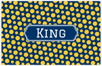 Thumbnail for Personalized Polka Dot Placemat - Navy and Mustard - Navy Decorative Rectangle Frame -  View