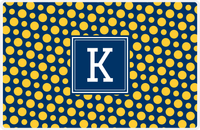 Thumbnail for Personalized Polka Dot Placemat - Navy and Mustard - Navy Square Frame -  View
