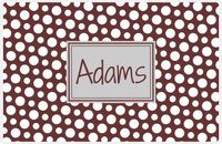 Thumbnail for Personalized Polka Dot Placemat - Brown and White - Light Grey Rectangle Frame -  View