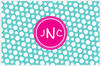 Thumbnail for Personalized Polka Dot Placemat - Viking Blue and White - Hot Pink Circle Frame -  View