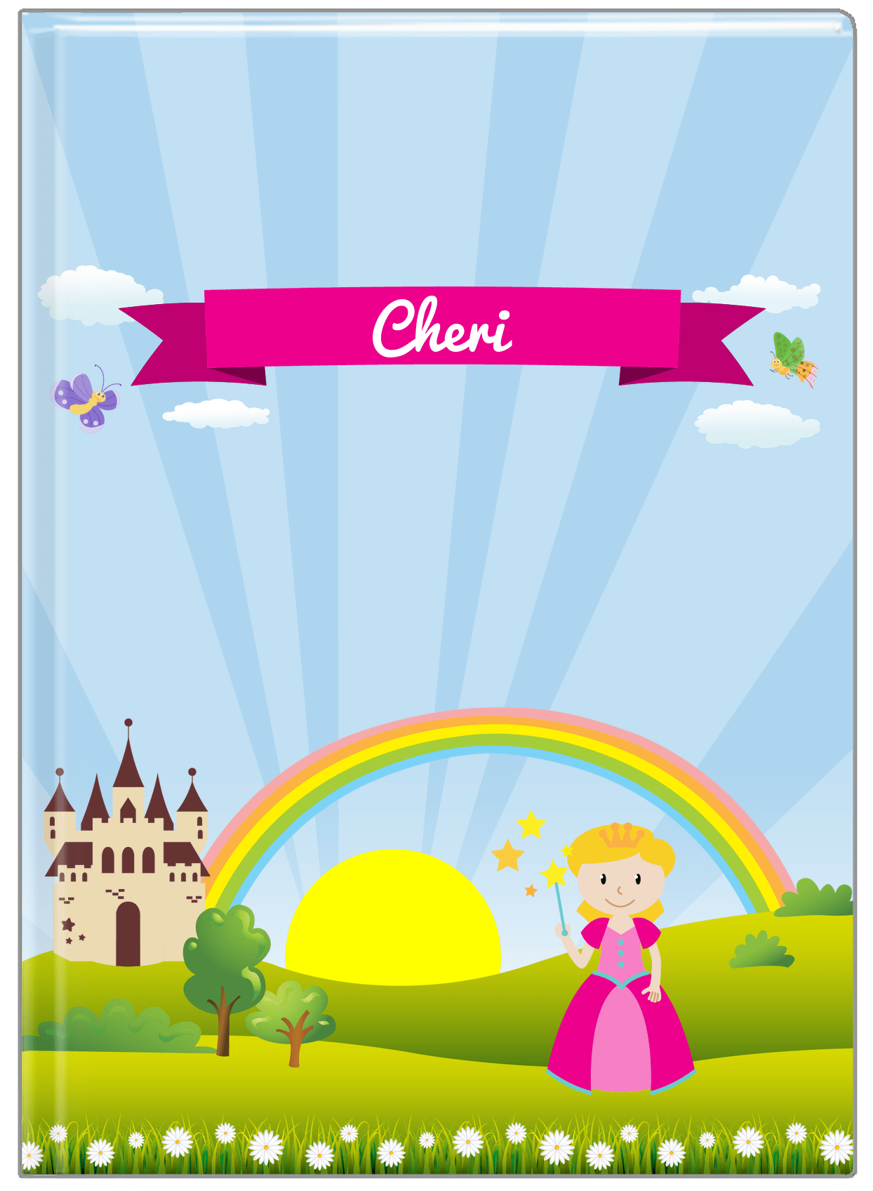Personalized Princess Journal III - Blue Background - Blonde Princess - Front View