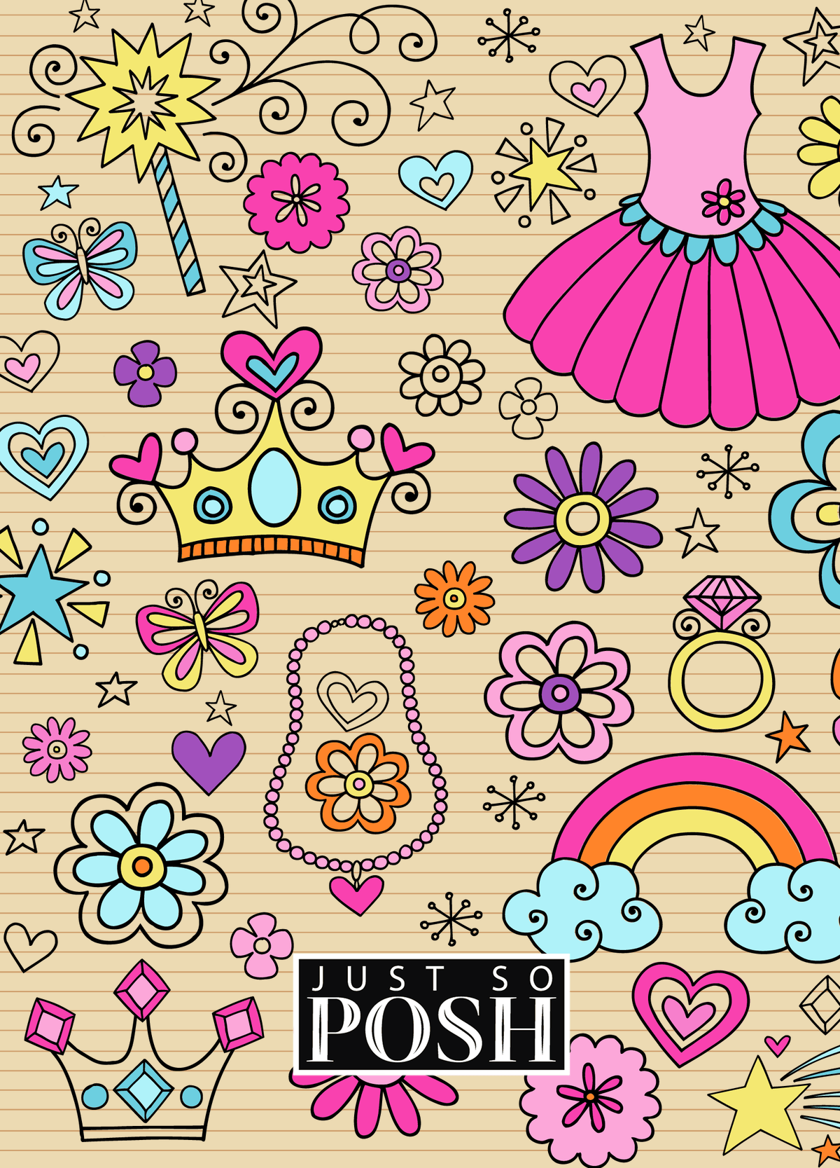 Personalized Princess Journal VI - Brown Background - Back View