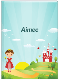 Thumbnail for Personalized Princess Journal VIII - Teal Background - Brunette Princess - Front View