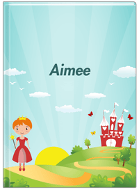 Thumbnail for Personalized Princess Journal VIII - Teal Background - Redhead Princess - Front View