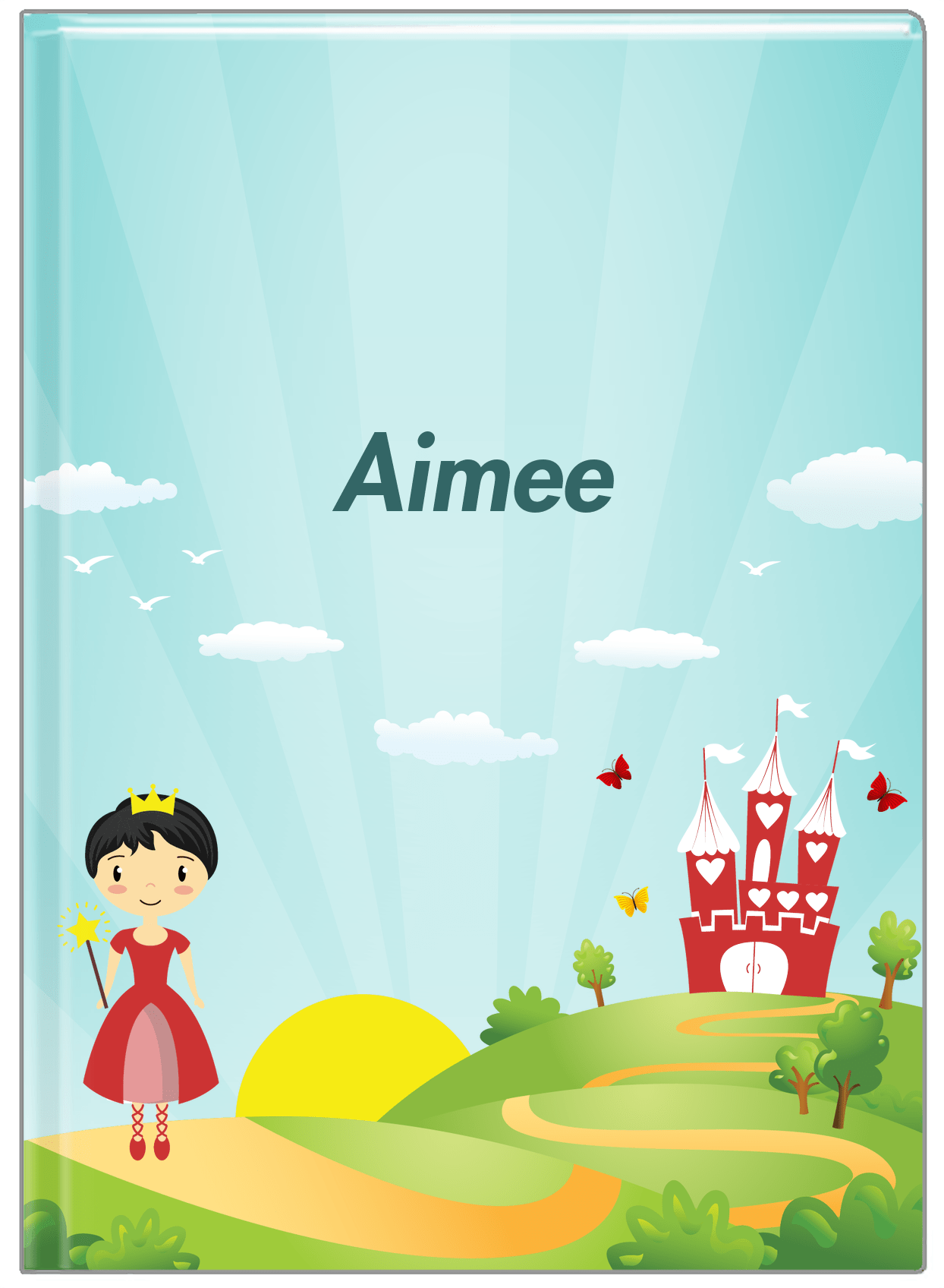 Personalized Princess Journal VIII - Teal Background - Asian Princess - Front View