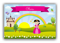 Thumbnail for Personalized Princess Canvas Wrap & Photo Print III - Blue Background - Black Hair Princess - Front View