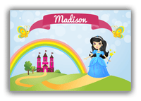 Thumbnail for Personalized Princess Canvas Wrap & Photo Print IV - Blue Background - Black Hair Princess - Front View