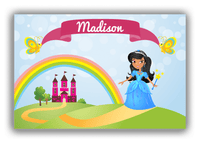 Thumbnail for Personalized Princess Canvas Wrap & Photo Print IV - Blue Background - Black Princess I - Front View