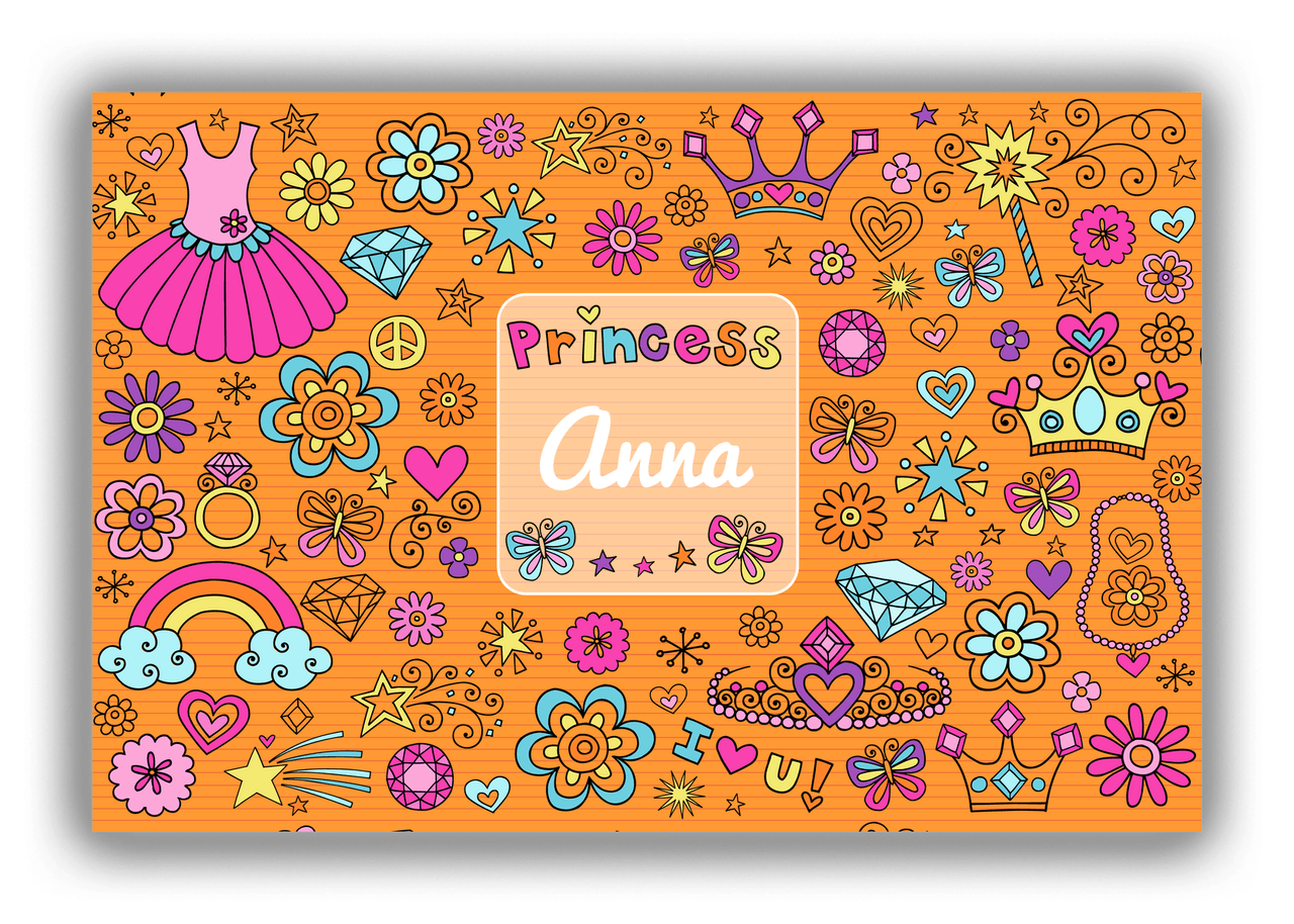 Personalized Princess Canvas Wrap & Photo Print VI - Orange Background - Front View